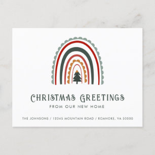 Cartão Postal De Anúncio Boho Saudação de Natal Colorido da Nova Casa