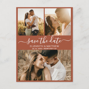 Cartão Postal De Anúncio Boho Terracotta Foto Colagem Salvar Data 