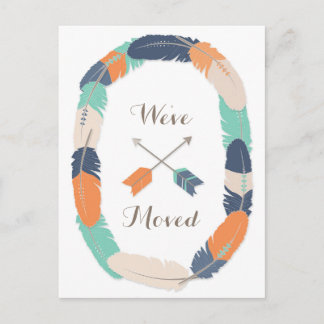 Cartão Postal De Anúncio Boho Tribal Feather and Arrow Change Address (Muda