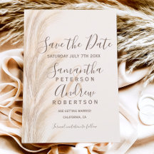 Boho verão grama pampas aquarela salvar a data