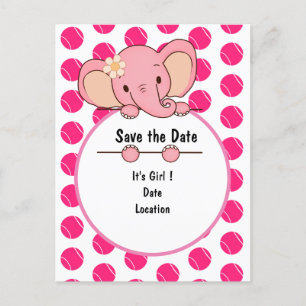 Cartão Postal De Anúncio Bola de Tênis cor-de-rosa É Menina para Elefante B