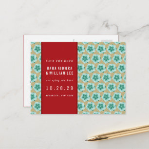 Cartão Postal De Anúncio Bola Geométrica de Origami Save The Date para Casa