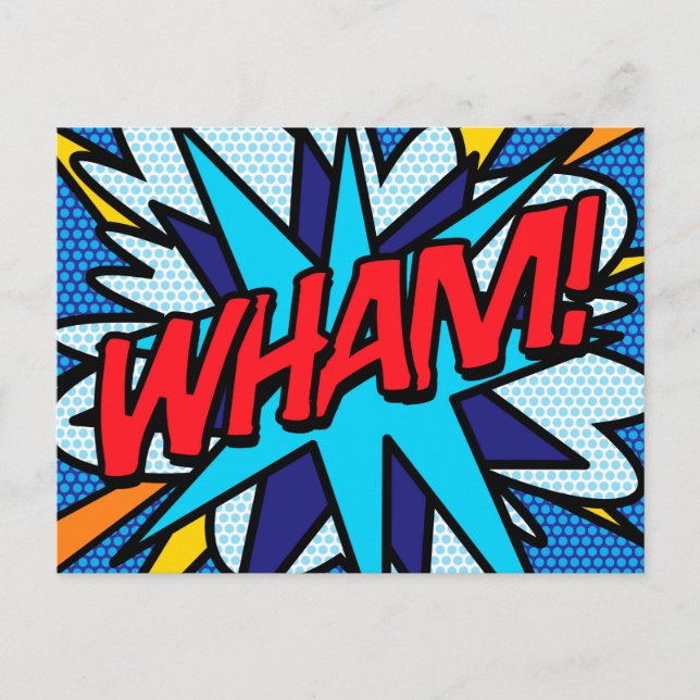 Cartão Postal De Anúncio BOLHA DE FALA DA MENSAGEM WHAM Diversão Retro (Frente)