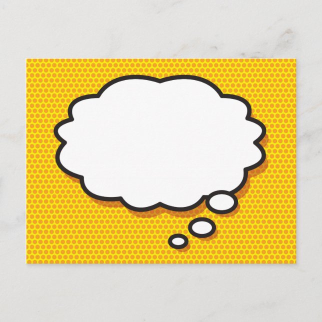 Cartão Postal De Anúncio Bolha de Pensamento da Sua Mensagem Diversão Retro (Frente)