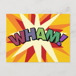 Cartão Postal De Anúncio Bolha de Voz Personalizada WHAM Colorida Divertida