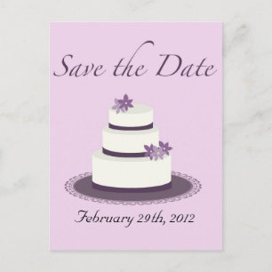 Cartão Postal De Anúncio Bolo de Casamento Roxo Salve o Cartão-Postal de Da