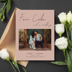 Cartão Postal De Anúncio Bolo Grátis Engraçado Foto de Casamento Salve a Da