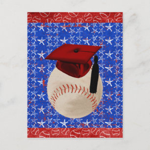 Cartão Postal De Anúncio Boné de formatura de beisebol, estrelas, vermelho,