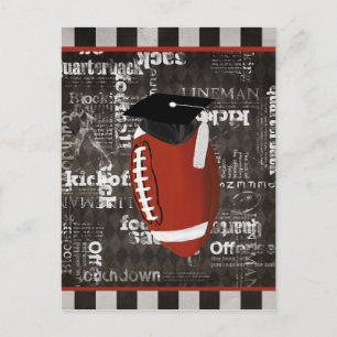 Cartão Postal De Anúncio Boné de formatura de futebol, Palavras de futebol