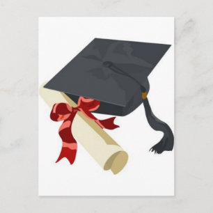 Cartão Postal De Anúncio Boné de formatura e Diploma