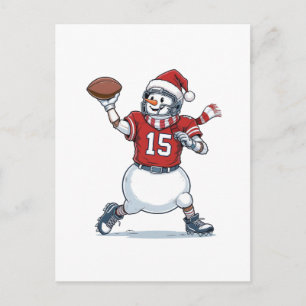 Cartão Postal De Anúncio Boneco de Neve Jogador de Futebol Natal 2026 Feria