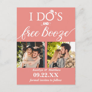 Cartão Postal De Anúncio Booze Livre Casamento Moderno Salve a Data