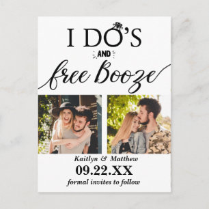 Cartão Postal De Anúncio Booze Livre Casamento Moderno Salve a Data