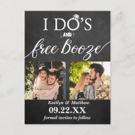 Cartão Postal De Anúncio Booze Livre Casamento Moderno Salve a Data