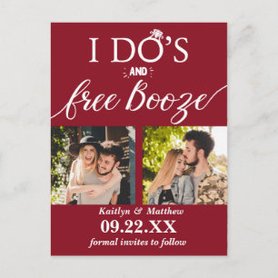 Cartão Postal De Anúncio Booze Livre Casamento Moderno Salve a Data