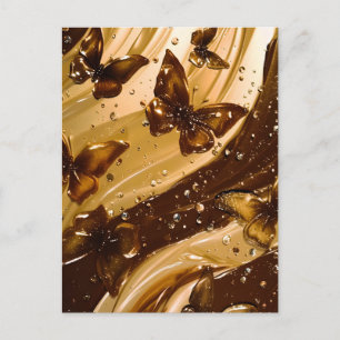 Cartão Postal De Anúncio Borboleta Abstrata Glam Metalizada Dourada