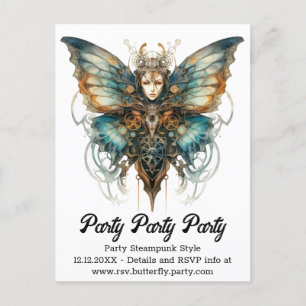 Cartão Postal De Anúncio Borboleta Pavão Steelswift Casamento Steampunk