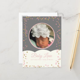 Cartão Postal De Anúncio Borda de Nuvem com Pontos Coloridos Cinza Rosa Beb