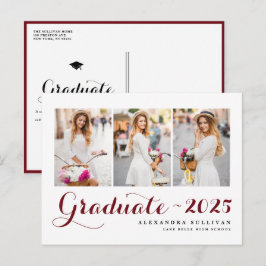 Cartão Postal De Anúncio Borgonha Turma de 2026 Colagem de Fotos Graduação