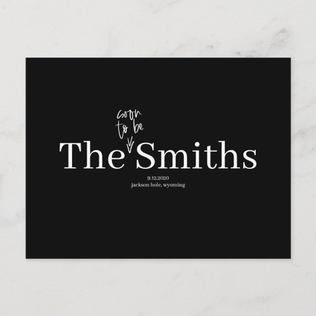 Cartão Postal De Anúncio Brevemente Ser Smiths Casando Salve a Data (Frente)