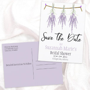 Cartão Postal De Anúncio Bridal Shower Save The Date Dry Lavender Bundles
