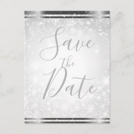 Cartão Postal De Anúncio Brilho Branco Casamento de Inverno Elegante Salve