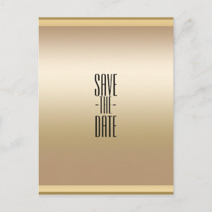 Cartão Postal De Anúncio Brilho Dourado Brilhante Chic Glam Salve a Data