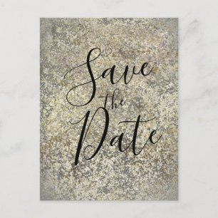 Cartão Postal De Anúncio Brilho Dourado Estalido Moderno Chic Salve a Data