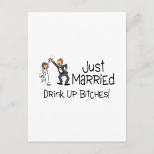 Cartão Postal De Anúncio Brinde de casamento engraçado recém-casados
