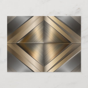 Cartão Postal De Anúncio Brushed Metallic Geometric Diamond Pattern