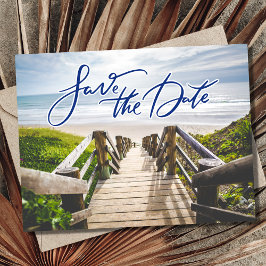 Cartão Postal De Anúncio Budget Beach Wedding Salvar a Data