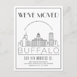 Cartão Postal De Anúncio Buffalo Skyline Modern Deco | Mudança de Endereço