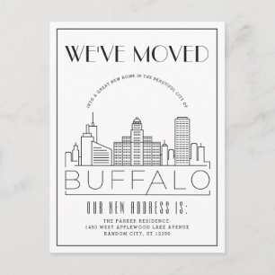 Cartão Postal De Anúncio Buffalo Skyline Modern Deco Mudança de endereço