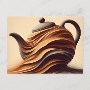 Cartão Postal De Anúncio Bule de Chá Zen Minimalista Abstrato Fluido