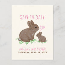 Bunnies Hearts Girl Chá de fraldas Save The Date
