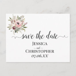 Cartão Postal De Anúncio buquê floral em aquarela rústica