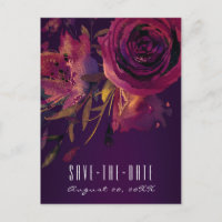 Burgundy Wine Floral Rosa Purple Save Date (Salvar