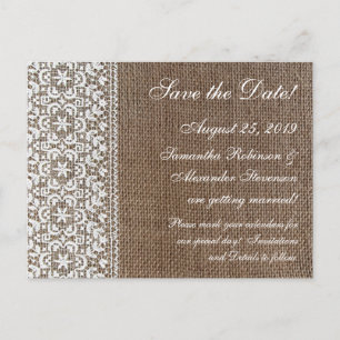 Cartão Postal De Anúncio Burlap e Lace Simples