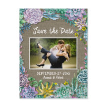 Burlap Weding Succult Save The Date Cards