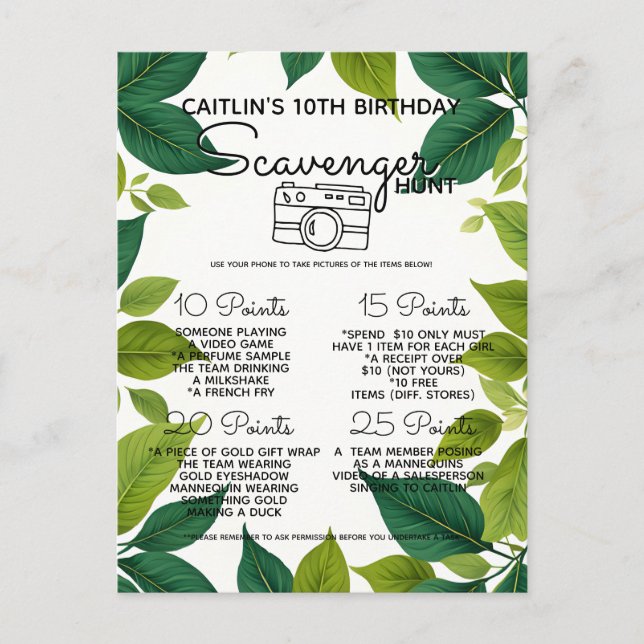 Cartão Postal De Anúncio Caça ao tesouro na floresta da natureza festa do j (Frente)