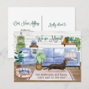 Cartão Postal De Anúncio Cachorrinho Preto Fofo Dachshund Aconchegante Muda