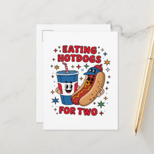 Cartão Postal De Anúncio Cachorros-quentes Lindos de 4 de Julho