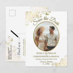 Cartão Postal De Anúncio Cachos Dourados Elegantes Fotografia Oval de Casam