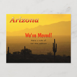 Cartão Postal De Anúncio Cacto Saquaro com Pôr do Sol Dourado no Arizona