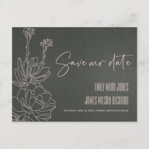 CARTÃO POSTAL DE ANÚNCIO CACTO SUCULENTO DO DESERTO CINZA ESBOÇO SALVAR A D