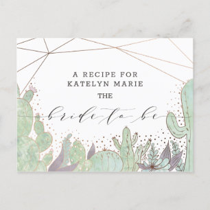 Cartão Postal De Anúncio Cactus e Suculentas Cartão de Receita Noiva Tendên
