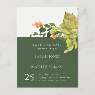 CARTÃO POSTAL DE ANÚNCIO CÁCTUS SUCULENTO FLORAL AQUARELA SALVE O DIA