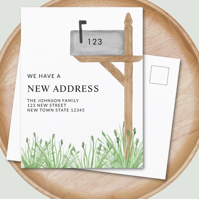 Cartão Postal De Anúncio Caixa de Correio Pintada Aquarela Nova Movimentaçã (Criador carregado)