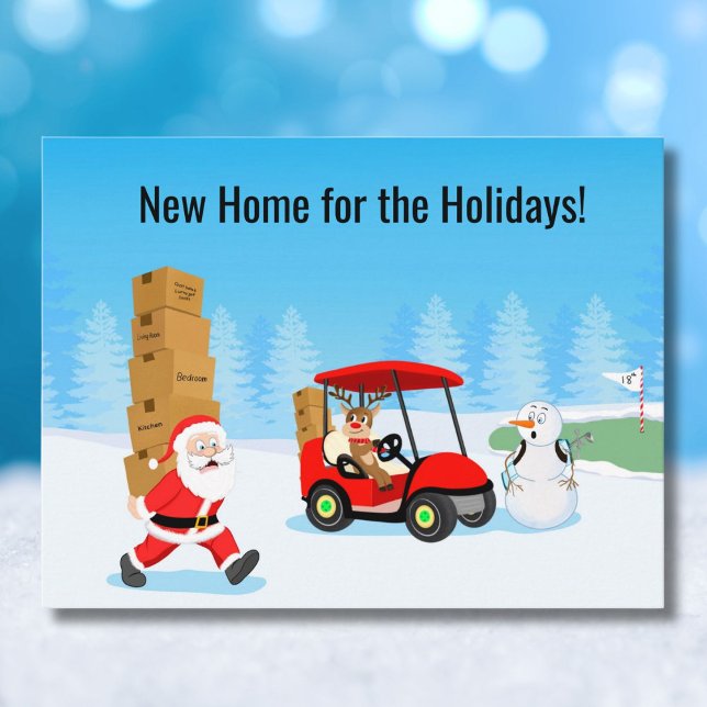Cartão Postal De Anúncio Caixas de mudança de Papai Noel com Rena no campo  (Criador carregado)