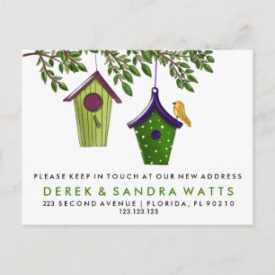 Cartão Postal De Anúncio Caixas de pássaros mudam de endereço que movemos